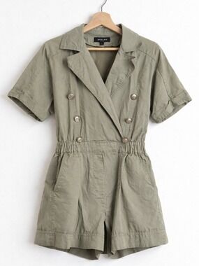 Beulah Style Green Olive Utility Blazer Romper Double Breasted Size Small